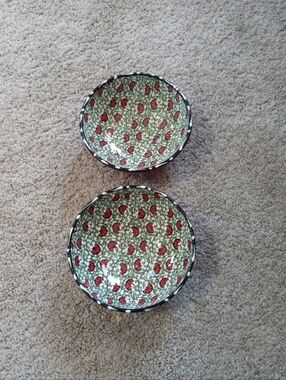 GORGEOUS Pair of Marked Nakkas Ceramics From Turkey 6.5" Serving Bowls